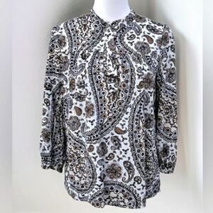 Elegant Paisley Women's Blouse - Black, Brown, White
